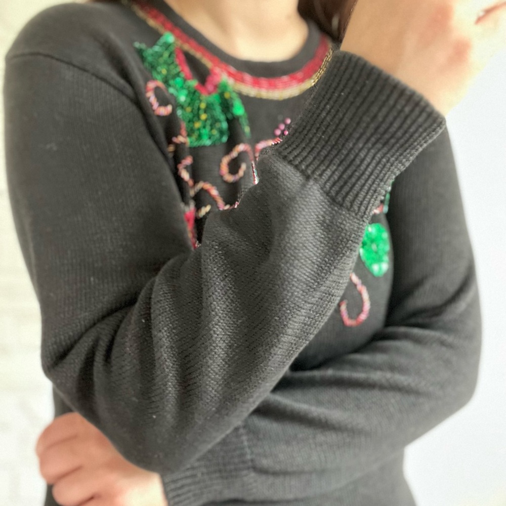 VINTAGE Women’s Sweater Sequins Embellished Festive Knit Size Large - Picture 12 of 12